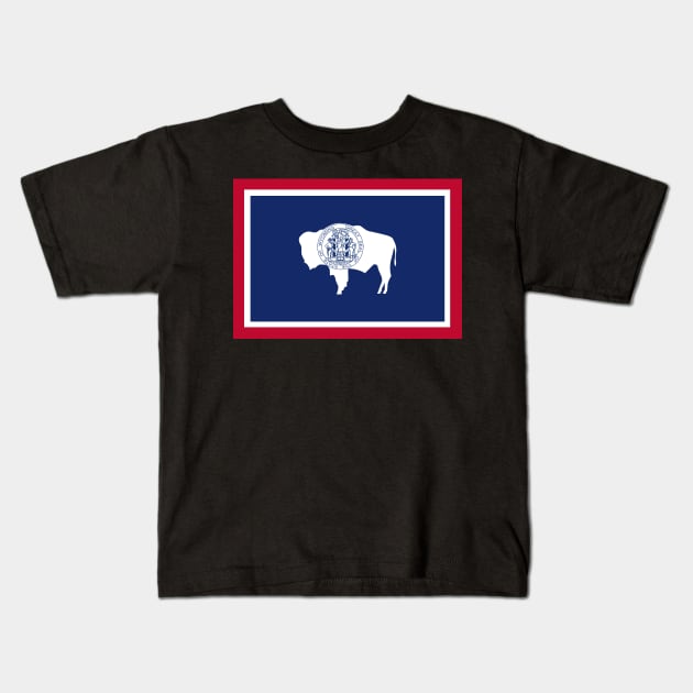 Flag - Wyoming wo txt Kids T-Shirt by twix123844